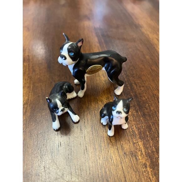 Vintage bone China Boston Terrier dog lot of 3 - Picture 2 of 2